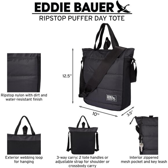Ripstop Nylon Puffer Day Tote Bag Unisex Sprig DWR Water-Resistant Travel - Picture 6 of 6